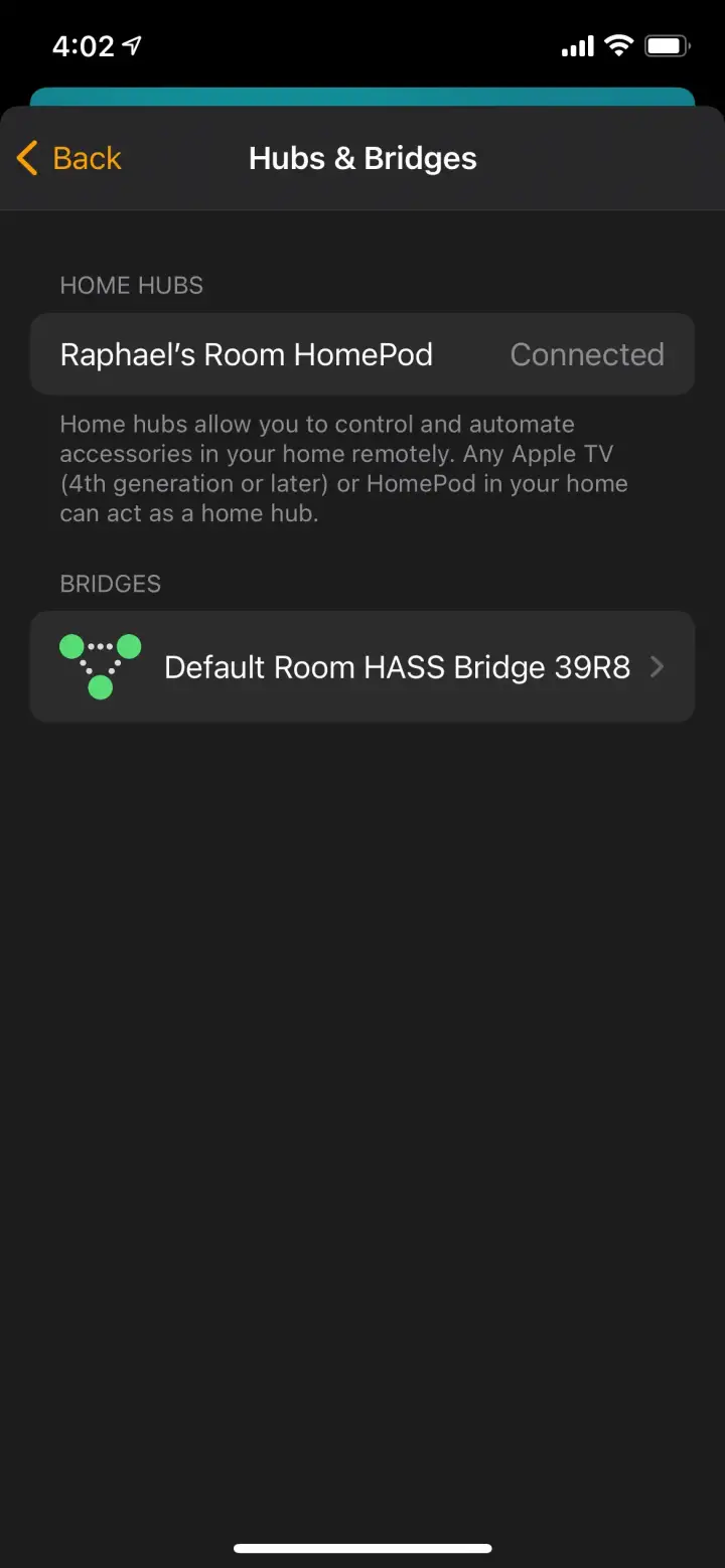Home Assistant appears as a bridge in HomeKit