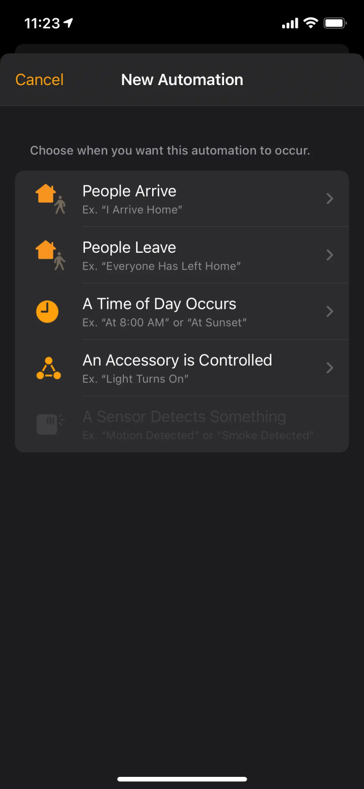 Screenshot of the Home app