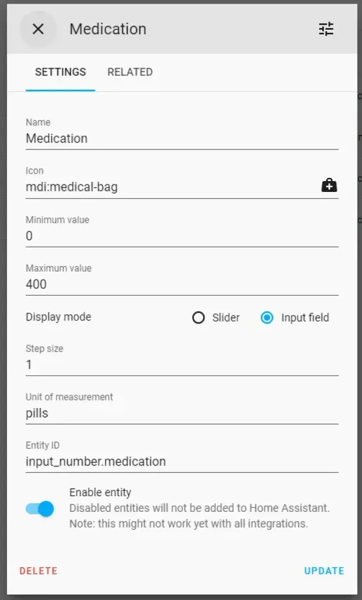 The number helper settings