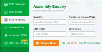 Assembly enquiry page on PCBWay