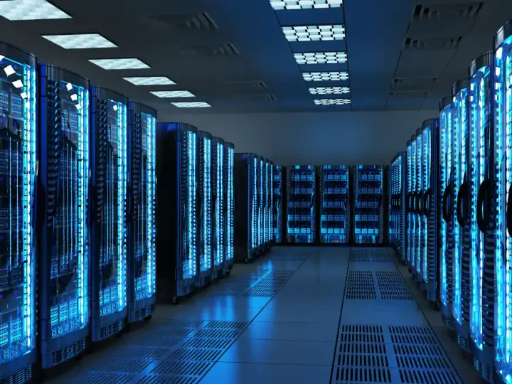 A datacenter with many servers