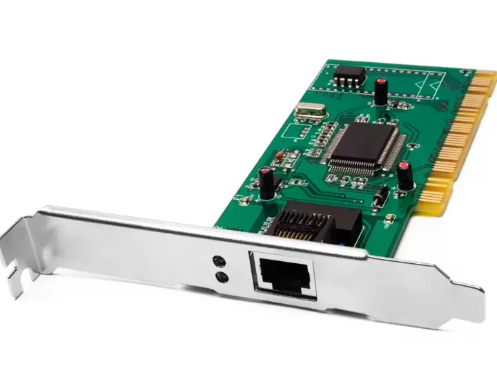 A PCIe network card that slots into a computer to provide network access
